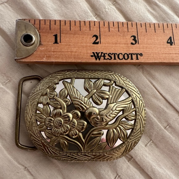 Vintage carol anderson Gold Floral Bird Belt Buckle - Picture 2 of 4